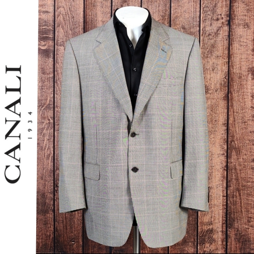 Wool Houndstooth Black and White Mens Two Button Sport Coat Excellent Condition